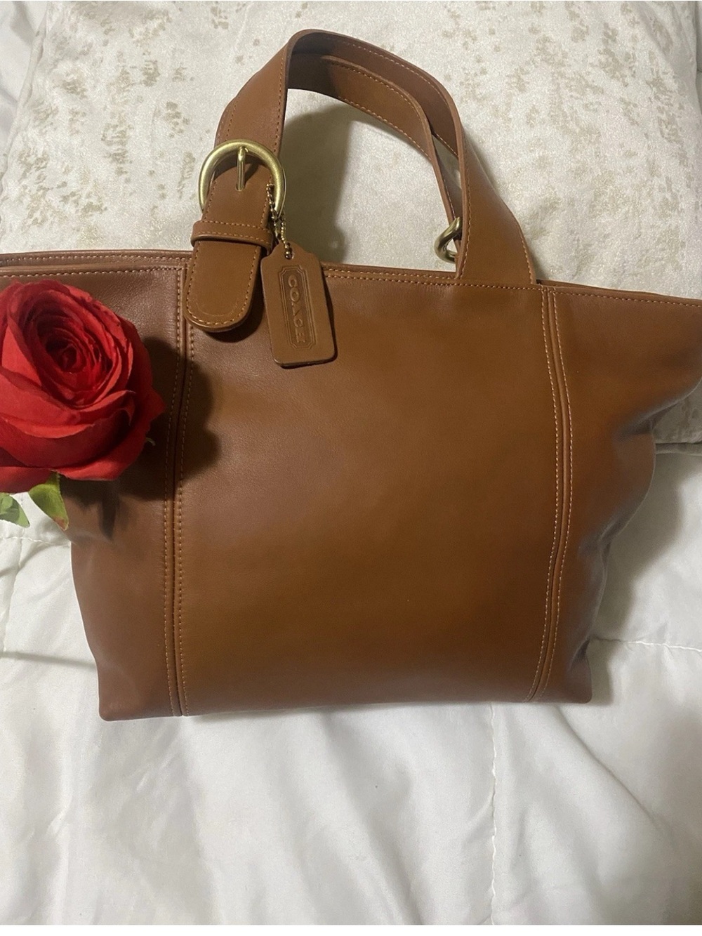 Coach Classic Leather Tote in Cognac Brown